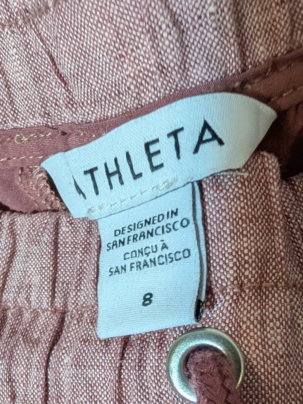 Athleta Cabo 00% Linen Pull on Wide Leg Pants Sz 8 Mauve Pink - Picture 2 of 6
